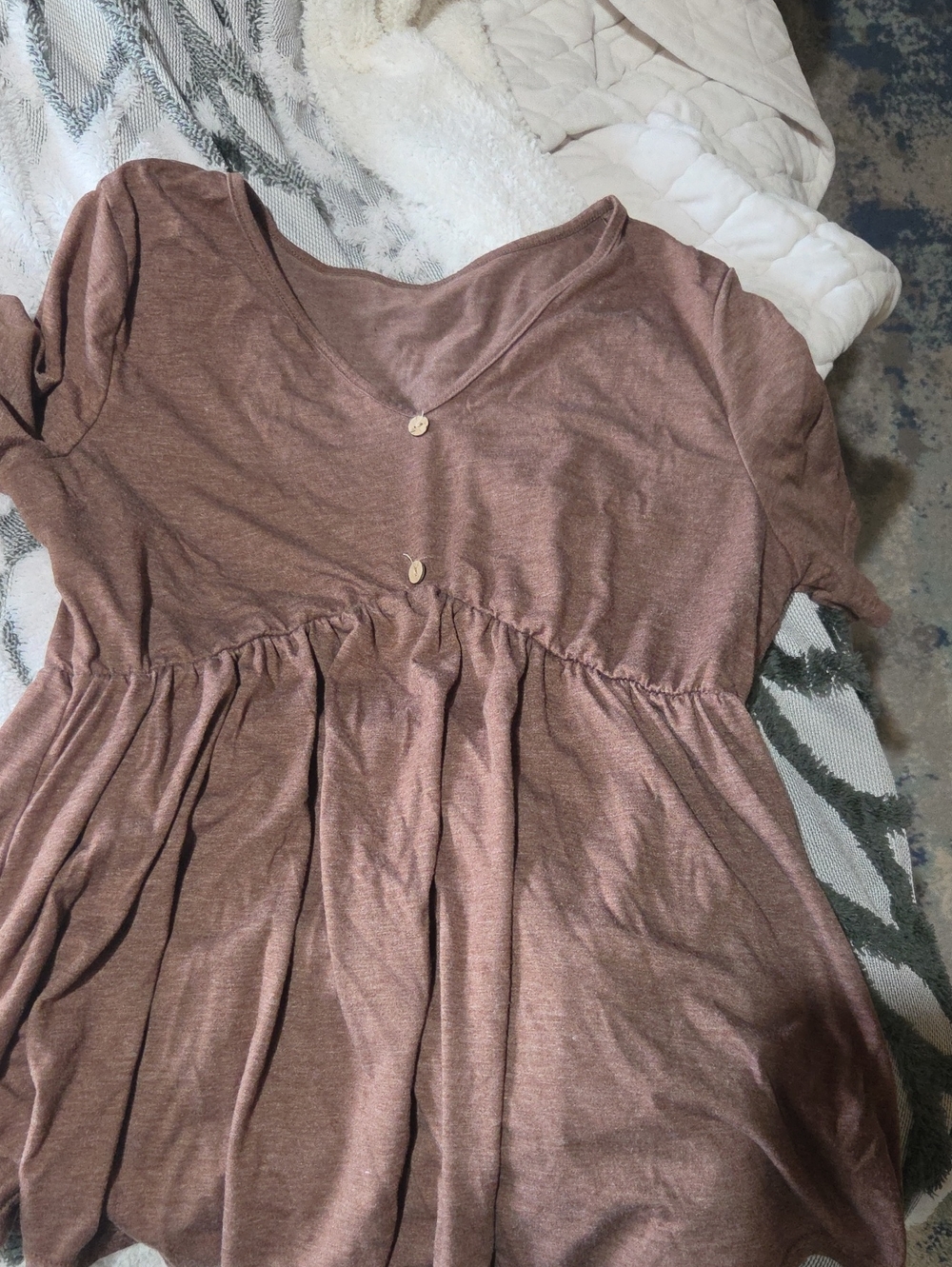 Women's V-Neck Babydoll Top - Dusty Rose